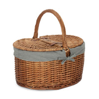 The Willow Basket Large Light Steamed Oval Butterfly Lidded Picnic Basket