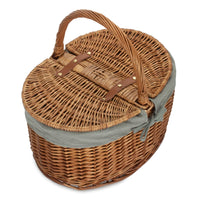 The Willow Basket Large Light Steamed Oval Butterfly Lidded Picnic Basket