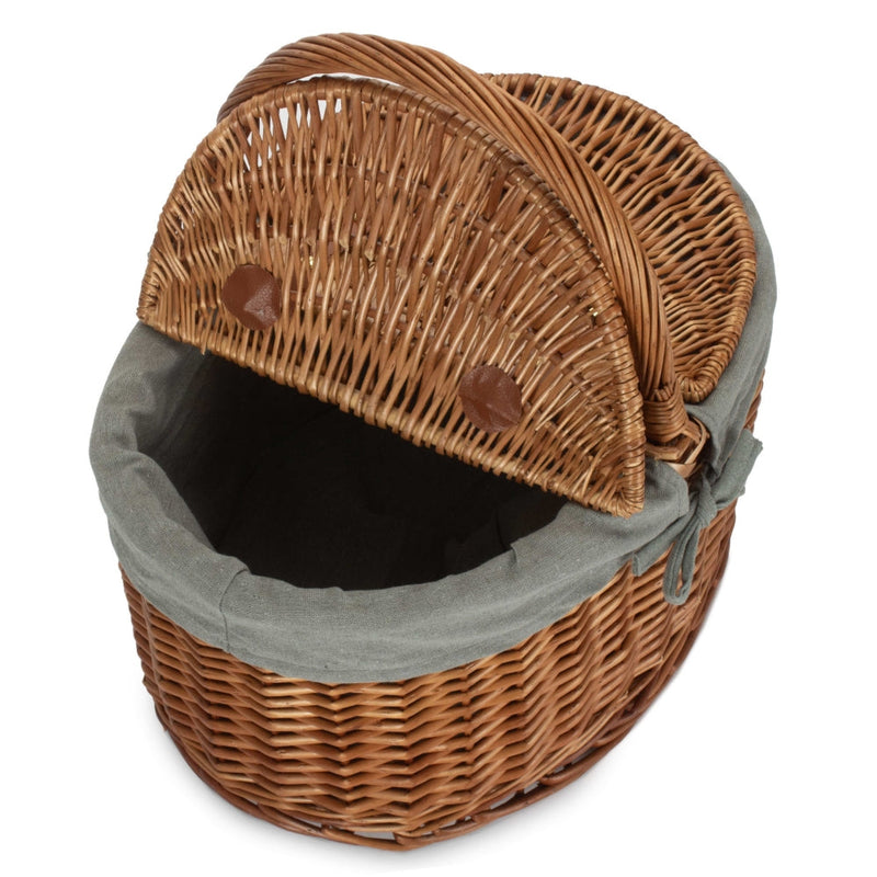 The Willow Basket Large Light Steamed Oval Butterfly Lidded Picnic Basket