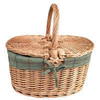 The Willow Basket Large Light Steamed Oval Butterfly Lidded Picnic Basket