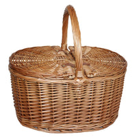 The Willow Basket Large Light Steamed Oval Butterfly Lidded Picnic Basket