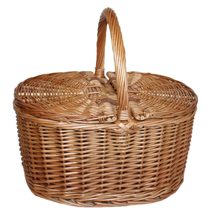 The Willow Basket Large Light Steamed Oval Butterfly Lidded Picnic Basket