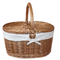 The Willow Basket Large Light Steamed Oval Butterfly Lidded Picnic Basket