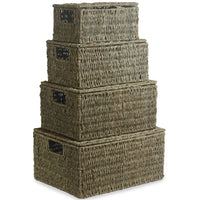 The Willow Basket Lidded Seagrass Storage Baskets