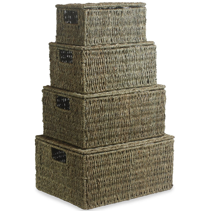 The Willow Basket Lidded Seagrass Storage Baskets