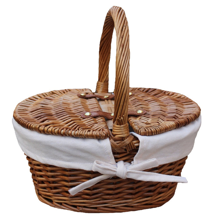 The Willow Basket Childs Light Steamed Finish Oval Picnic Basket