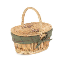 The Willow Basket Child's Lined Oval Lidded Picnic Basket