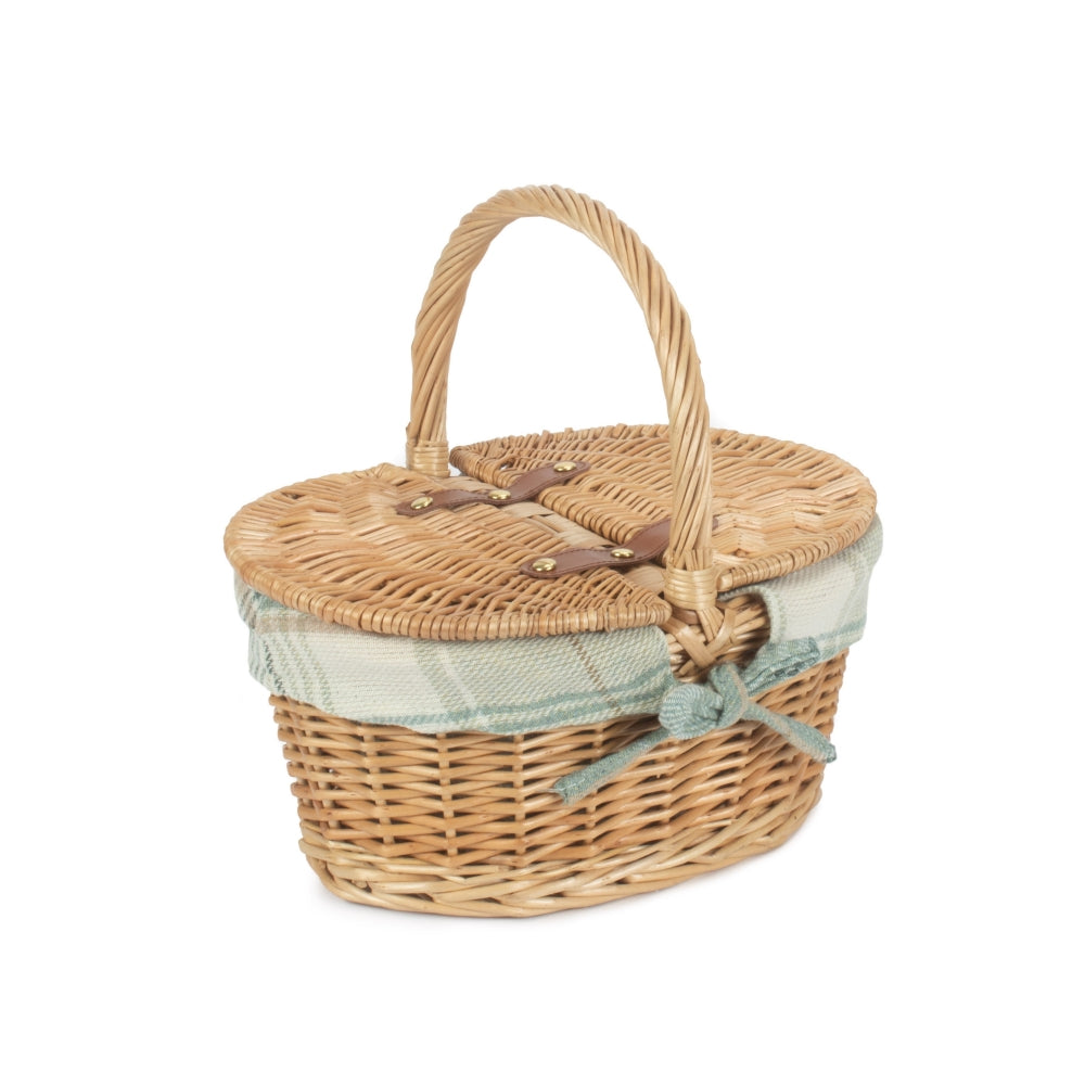 The Willow Basket Child's Lined Oval Lidded Picnic Basket