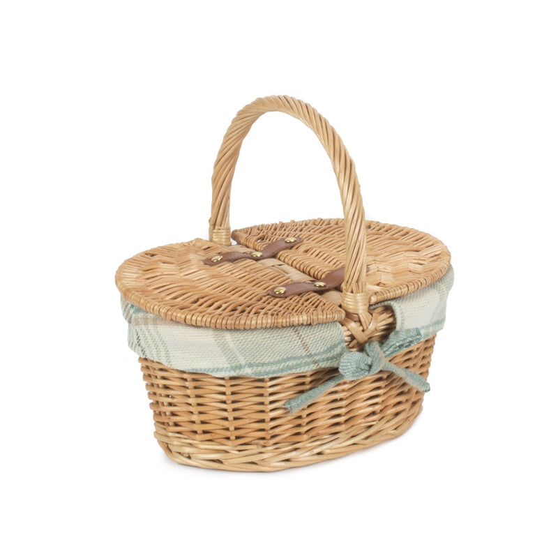 The Willow Basket Child's Lined Oval Lidded Picnic Basket