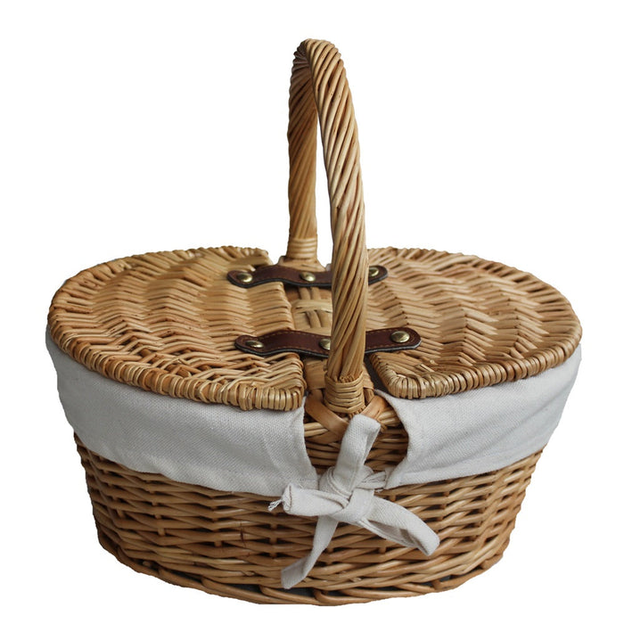 The Willow Basket Child's Lined Oval Lidded Picnic Basket