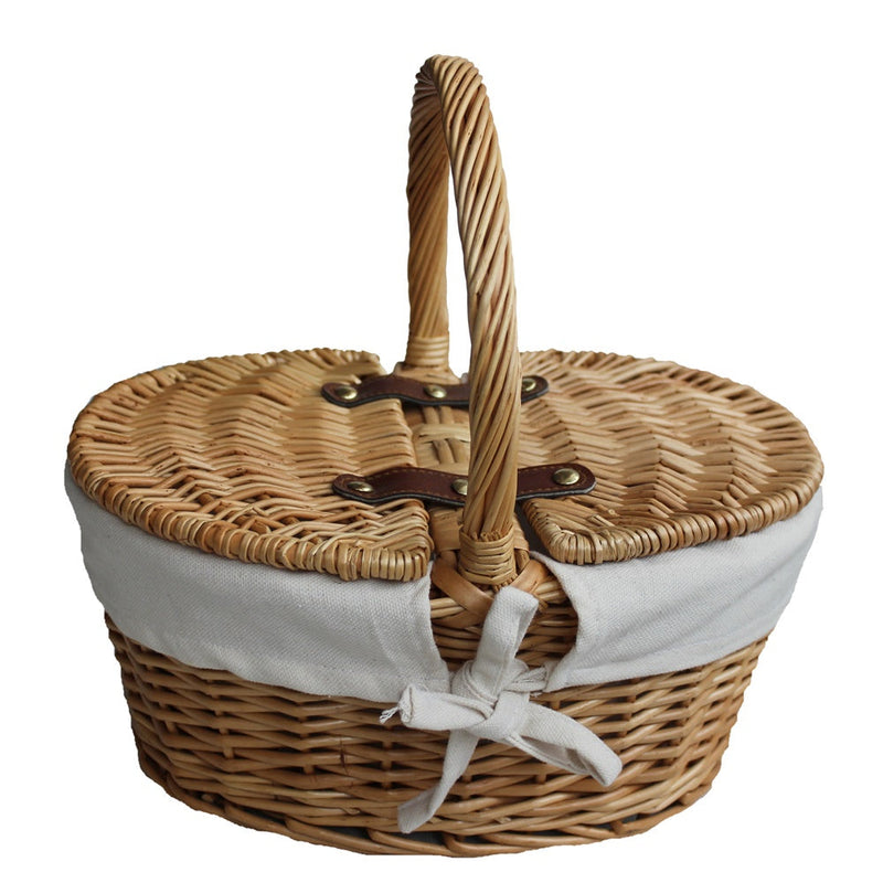 The Willow Basket Child's Lined Oval Lidded Picnic Basket