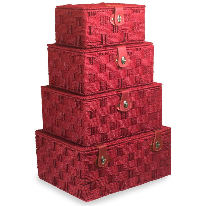 The Willow Basket Twisted Red Paper Rope Hamper Basket