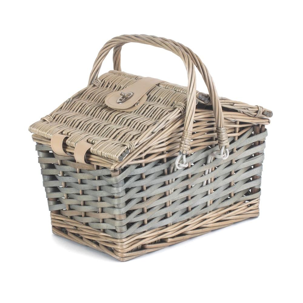 Poplar Antique Wash Swing Handle Picnic Basket