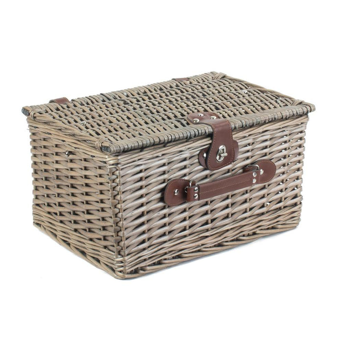 The Willow Basket Antique Wash 40cm Split Willow Deep Picnic Basket