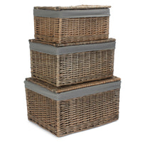 The Willow Basket Antique Wash Cotton Lined Storage Basket
