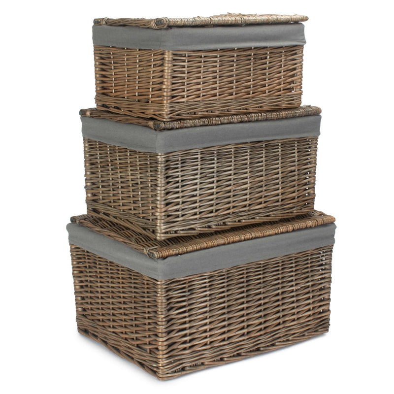 The Willow Basket Antique Wash Cotton Lined Storage Basket