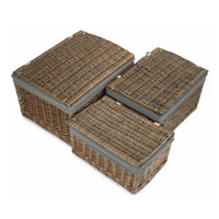 The Willow Basket Antique Wash Cotton Lined Storage Basket