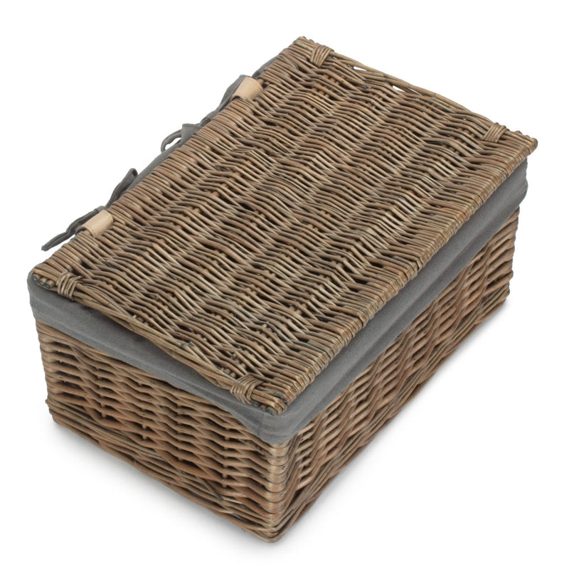 The Willow Basket Antique Wash Cotton Lined Storage Basket