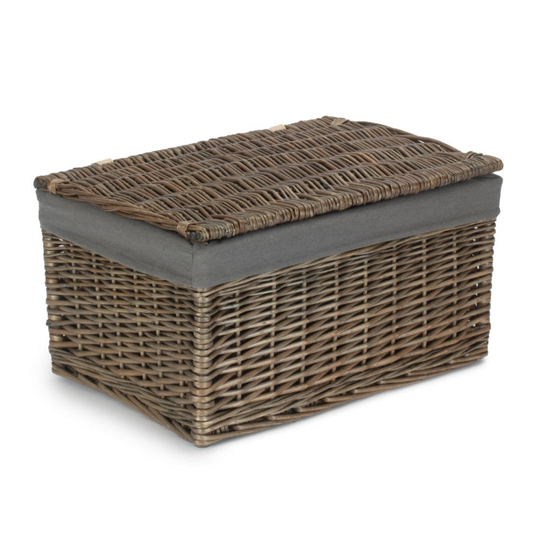The Willow Basket Antique Wash Cotton Lined Storage Basket