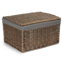 The Willow Basket Antique Wash Cotton Lined Storage Basket