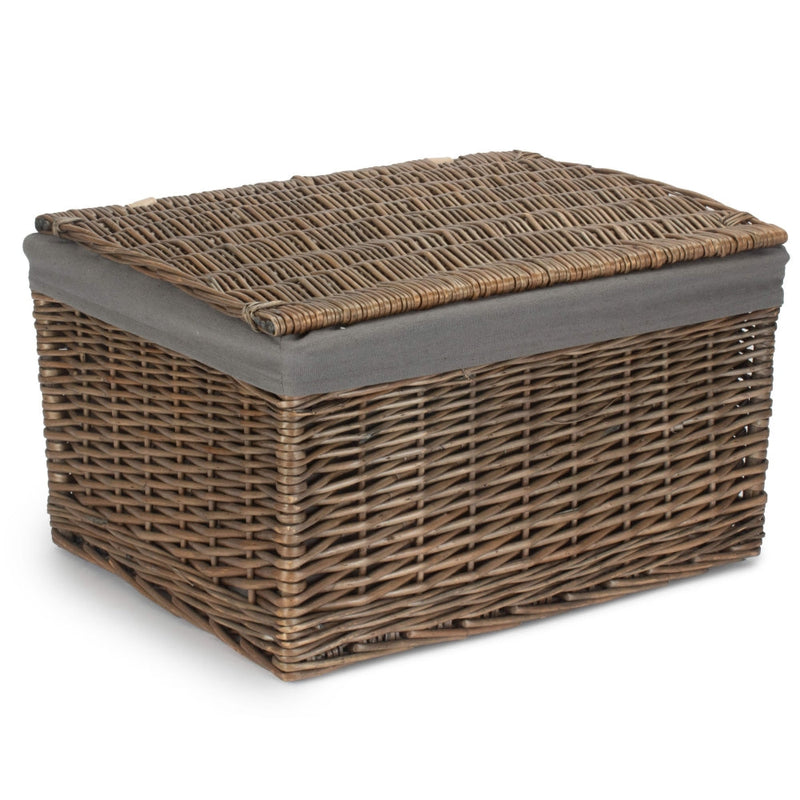 The Willow Basket Antique Wash Cotton Lined Storage Basket