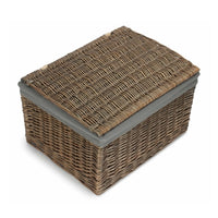 The Willow Basket Antique Wash Cotton Lined Storage Basket