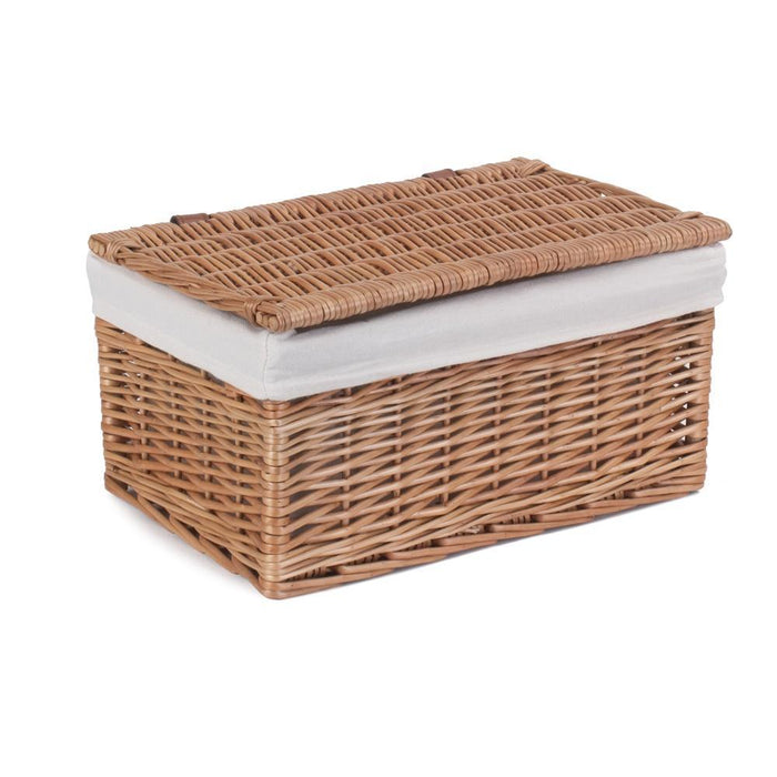 The Willow Basket Light Steamed Cotton Lined Wicker Storage Basket