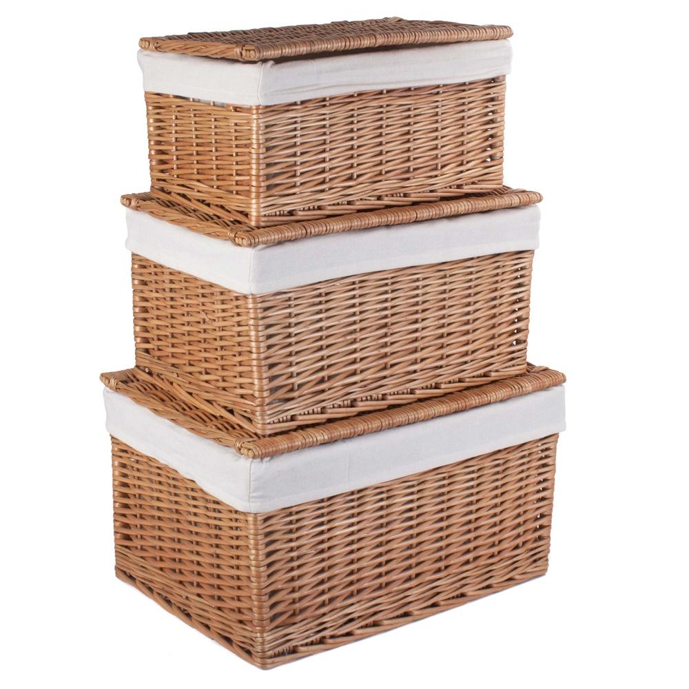 Light Steamed Cotton Lined Wicker Storage Basket