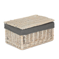 The Willow Basket White Wash Steamed Cotton Lined Storage Basket