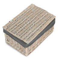 The Willow Basket White Wash Steamed Cotton Lined Storage Basket