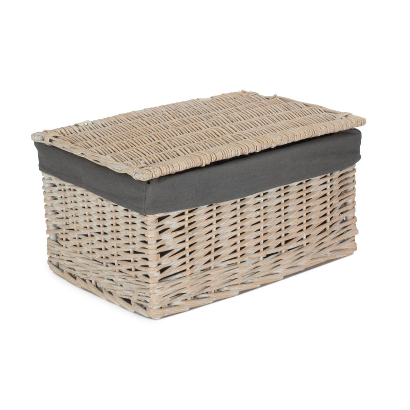 The Willow Basket White Wash Steamed Cotton Lined Storage Basket