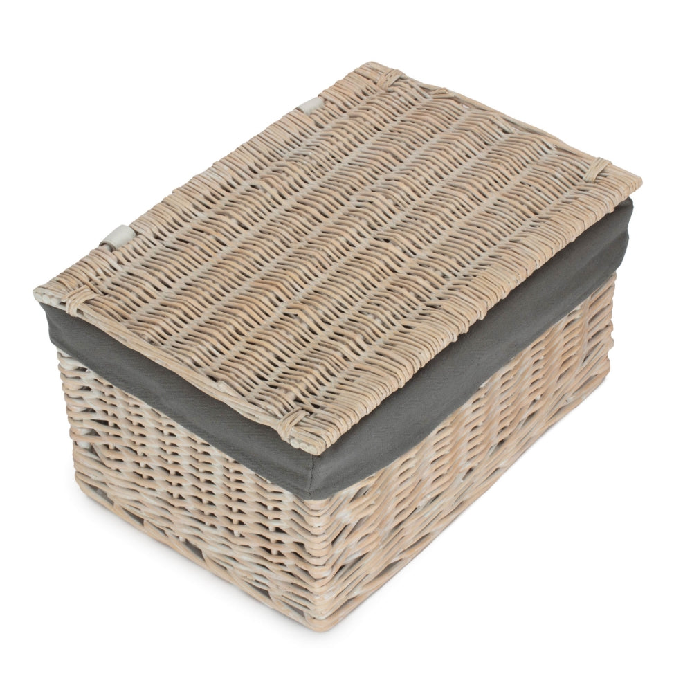 White Wash Steamed Cotton Lined Storage Basket