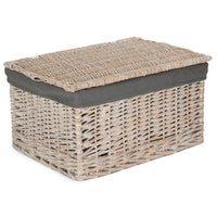 The Willow Basket White Wash Steamed Cotton Lined Storage Basket