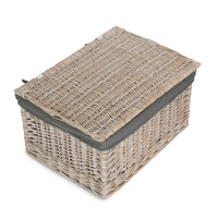 The Willow Basket White Wash Steamed Cotton Lined Storage Basket