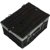 The Willow Basket 41cm Empty Black Willow Picnic Basket With Cotton Lining