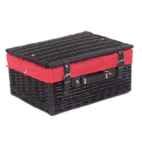 41cm Empty Black Willow Picnic Basket With Cotton Lining