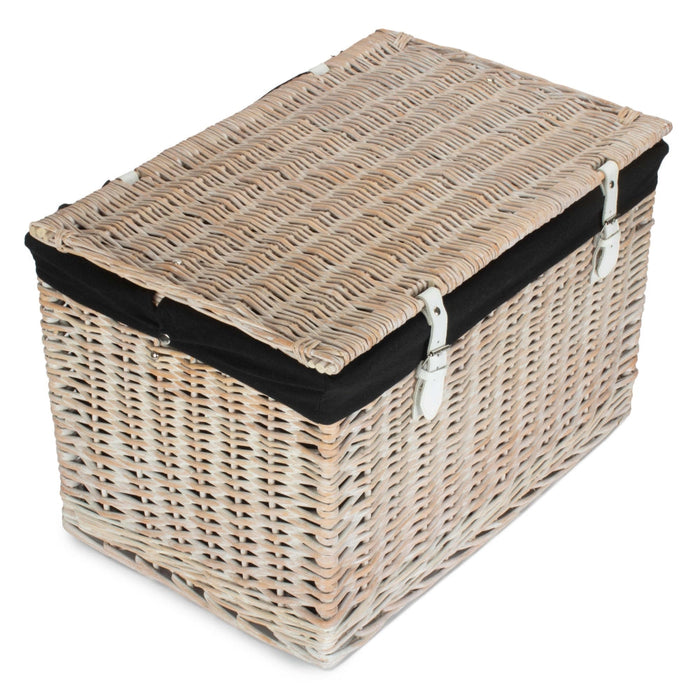The Willow Basket 60cm White Wash Chest Picnic Wicker Basket