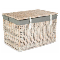 The Willow Basket 60cm White Wash Chest Picnic Wicker Basket