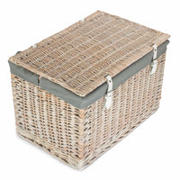 The Willow Basket 60cm White Wash Chest Picnic Wicker Basket