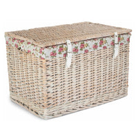 The Willow Basket 60cm White Wash Chest Picnic Wicker Basket
