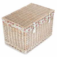 The Willow Basket 60cm White Wash Chest Picnic Wicker Basket