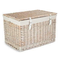 The Willow Basket 60cm White Wash Chest Picnic Wicker Basket