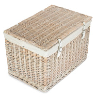 The Willow Basket 60cm White Wash Chest Picnic Wicker Basket