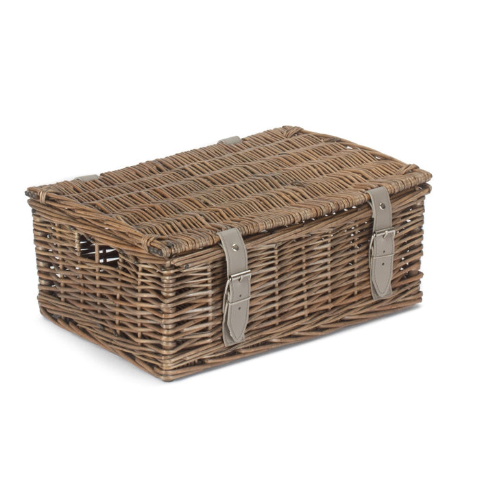 The Willow Basket Antique Wash 35cm Empty Wicker Hamper Basket