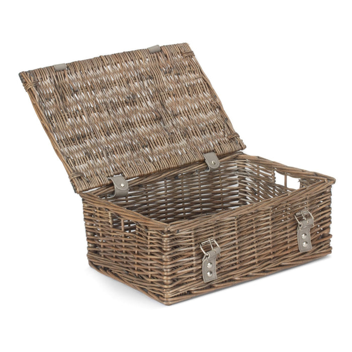 The Willow Basket Antique Wash 35cm Empty Wicker Hamper Basket