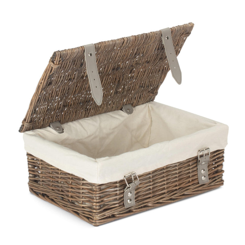 The Willow Basket Antique Wash 35cm Empty Wicker Hamper Basket
