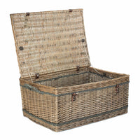 The Willow Basket 72cm Antique Wash Rope Handled Trunk Picnic Basket
