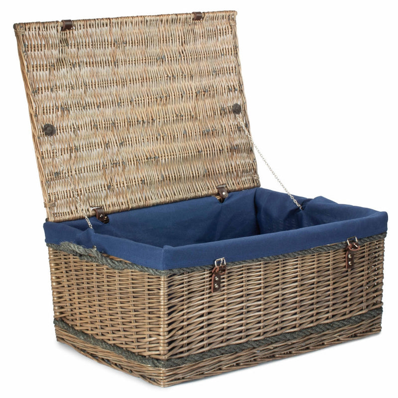 The Willow Basket 72cm Antique Wash Rope Handled Trunk Picnic Basket