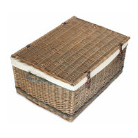 The Willow Basket 72cm Antique Wash Rope Handled Trunk Picnic Basket