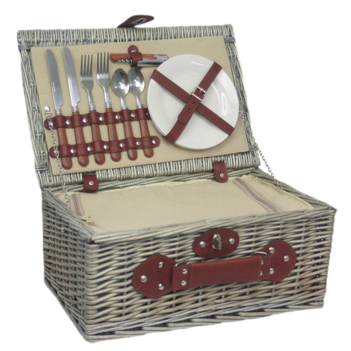 The Willow Basket 2 Person Chiller Fitted Wicker Picnic Basket